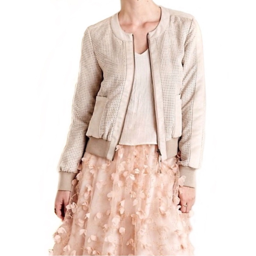Anthropologie Suede Bomber Hei Hei Laser Cut Small